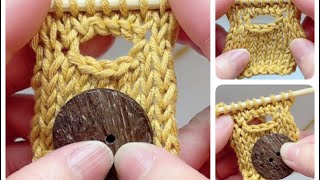 EP90. How to knit buttonhole วิธีถักรูกระดุม