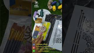 হ্যান্ড পেইন্ট/ব্লক প্রিন্ট করার সামগ্রী। আড়ং কটন পাঞ্জাবি।স্টেনসিল।ব্লকের ডাইস।হাফ সিল্ক শাড়ি