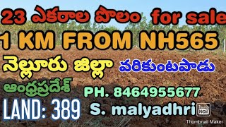 23 ACRES OF LAND FOR SALE. NELLORE (DT). VARIKUNTAPADU. (AP). PH. 8464955677.LAND: ID: 389