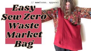 //Easy Sew Zero Waste Market Bag//For Beginners//