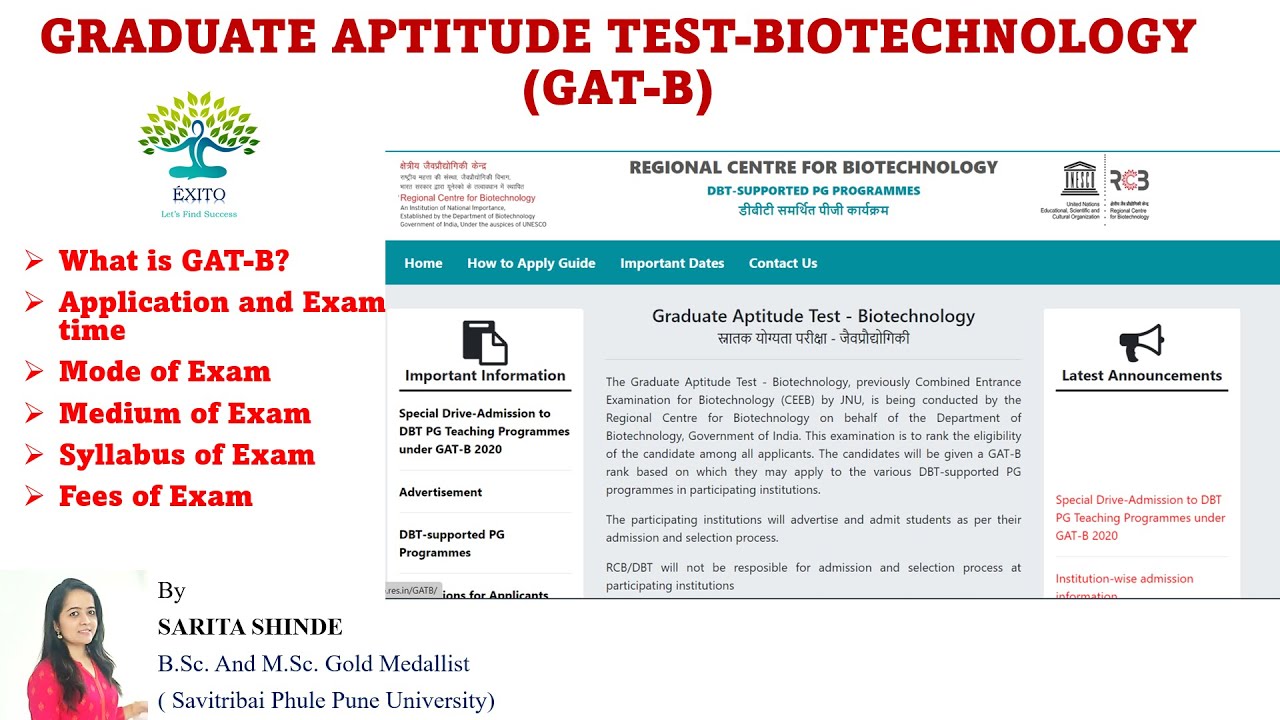 GRADUATE APTITUDE TEST - BIOTECHNOLOGY (GAT-B) - YouTube