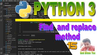 Replace Method in python in Hindi | Find method in python in Hindi | Python 3 tutorial in Hindi