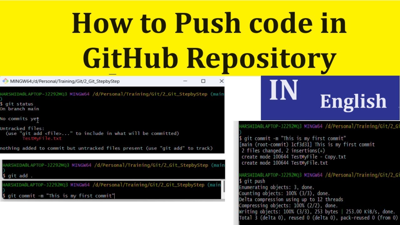 How To Push Code In Github Repository English Youtube