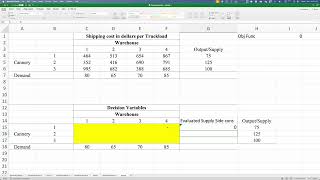 Transportation Problem in Excel