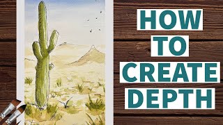 How to Create DEPTH in your paintings | Cactus Pen and wash Tutorial
