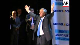 Former president Nestor Kirchner leads rally to launch election campaign