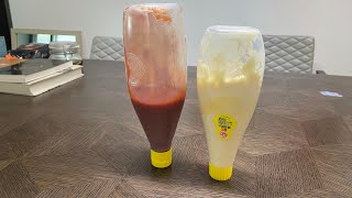 [생활의 꿀팁] 남은 케찹, 마요네즈 1초만에 재밌게 짜기.Squeeze ketchup and mayonnaise in a second.