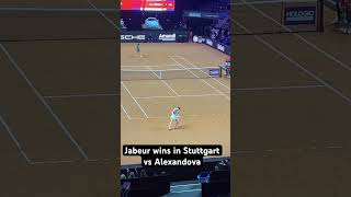 Ons Jabeur takes it 7-6 (1) in the third vs Ekaterina Alexandrova @PorscheTennis #Stuttgart #WTA