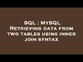 SQL : MySQL Retrieving data from two tables using inner join syntax
