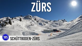 Skiing blue piste 185 'Schüttboden-Zürs' in Zürs St Anton Ski Arlberg (UltraHD 4K)