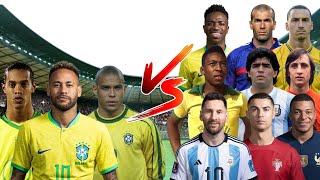 Ronaldinho Neymar Ronaldo Nazario🆚Legends Footballer Comparisons (Messi Ronaldo Neymar Mbappe)🔥