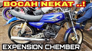 BOCAH NEKAT NAIK YAMAHA RX-KING KNALPOT STANDAR BOBOK CHEMBER EXPENSION BUATAN BENGKEL SKR RACING