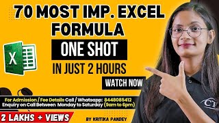 70 Most Important MS Excel Formula One Shot in Just 2 Hours | MS Excel Formula Tips & Tricks 2025