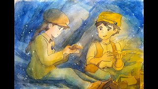 シータとパズー⭐映画『天空の城ラピュタ』⭐Sheeta and Pazu ”Laputa: Castle in the Sky”⭐水彩イラスト・メイキング  #水彩 #ukulele