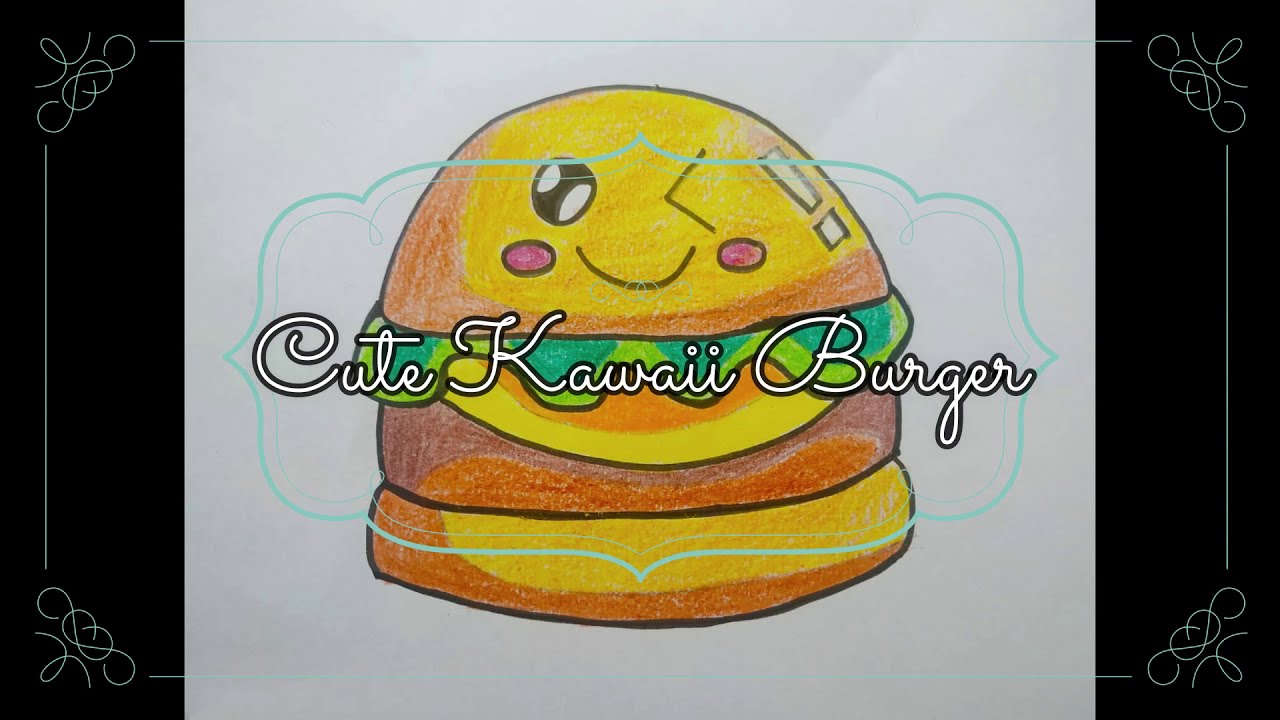 How To Draw A Funny Cheeseburger | How To Draw Kawaii Burger | How To ...