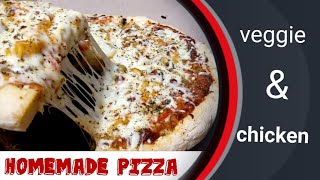 Homemade pizza/Chicken and Veggie Pizza Recipe/ቀላል የፒዛ አሰራር በቤታችን በዶሮ እና በአትክልት/AziTV አዚቲቪ