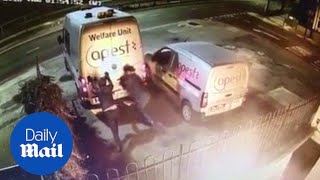 CCTV captures thieves pushing van out of parking to steal it - Daily Mail