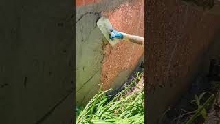 Stucco over retaining wall #shorts #shortsfeed #retainingwall #wallcovering #stuccowall #howto #diy