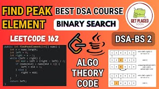 Binary Search Find Peak Element- LeetCode 162- Java Solution DSA IN JAVA