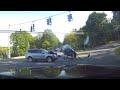 Caught On Camera: Two Cars Collide Head-On At Intersection Sparking Fire