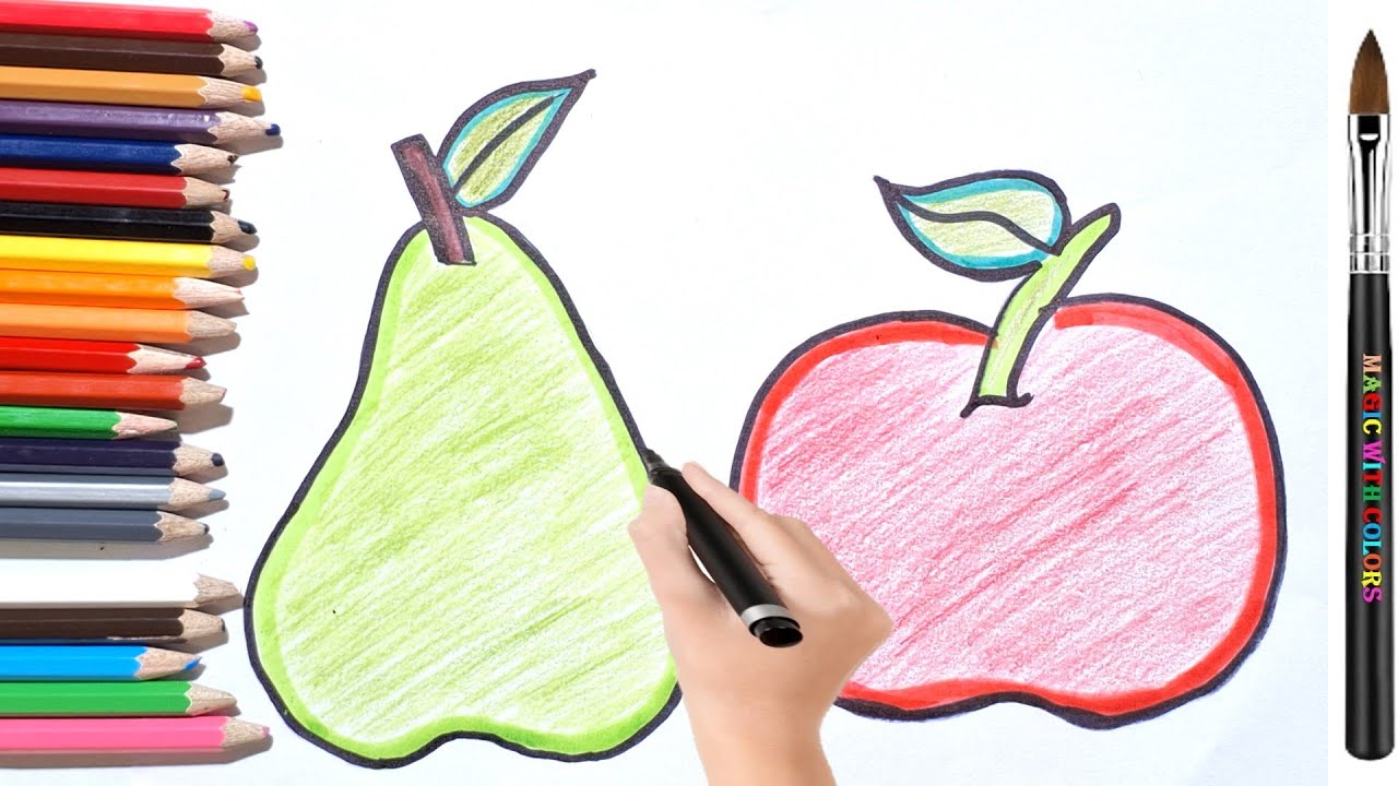 HOW To Draw Fruits For Kids, Easy Fruits Drawing For Kids And Toddlers ...