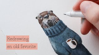 Let's talk about art style | Redrawing Wesley the River Otter + Enamel Pin Unboxing