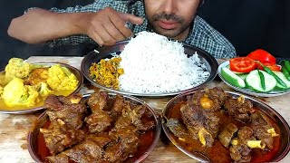 spicy indian mutton handi masala cauliflower curry huge rice fish jhuri salad eating show mukbang