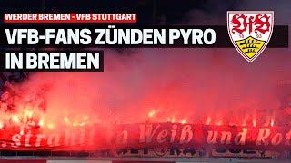 VfB Stuttgart: "Der ganze wilde Süden strahlt in Weiß und Rot!" -  PYRO-SHOW in Bremen (13.08.2022)