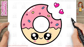 How to Draw a Cute Yummy Donut | Easy Step-By-Step Drawing and Coloring for Kids