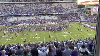 TCU fans storming field after beating #5 Baylor! #collegefootball