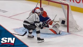 Oilers' Stuart Skinner Sticks Out Glove To Rob Kings' Adrian Kempe On The Breakaway