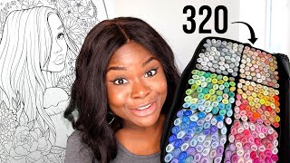 Using ALL 320 MARKERS on a SINGLE COLORING PAGE?!