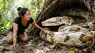 72 Hours Full Process 🔥 Girl Faces Giant Python Hiding Under Ancient Tree | Escape Turns Dangerous!