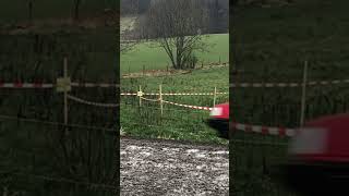 VOLVO RALLY CAR Charges in a Swedish Rally on a muddy road!