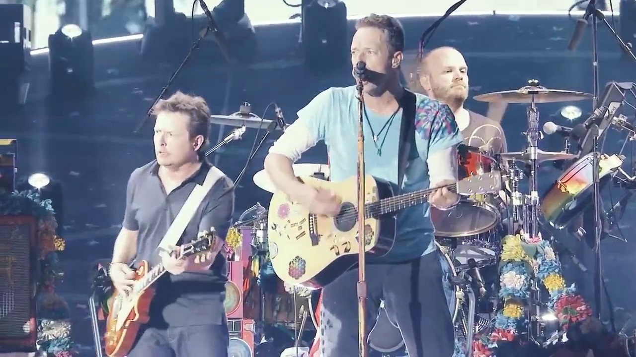 Coldplay & Michael J Fox Johnny B Goode Live In NY - YouTube