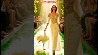 Women Walks Runway with Exotic White Pure Peacock!