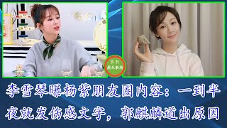 李雪琴曝杨紫朋友圈内容：一到半夜就发伤感文字，郭麒麟道出原因 【 D.H娱乐新闻 】