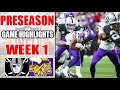 Las Vegas Raiders vs Minnesota Vikings HALF TIME WEEK 1 | NFL Preseason 2024