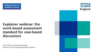 New STP assessment strategy explainer webinar - WBA standard for case-based discussions