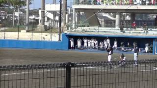 豊見城中学校野球部　絢也変化球をしっかりミート　２０１４年１２月　県大会２回戦　今帰仁戦