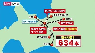 除雪追いつかず…2月9日昼前のJR札幌駅の様子は? 運転一部再開も 特急など終日運休続く (22/02/09 12:16)