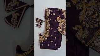 Beautifully crafted violet blouse with gold zari work and unique nowhere hangings