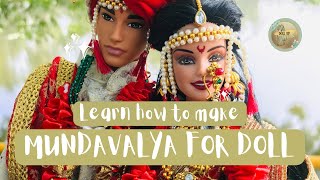 Mundavalya for dolls wedding | How to make mundavalya from pearls \u0026 golden beads | मुंडावळ्या ।