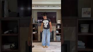 GRWM styling the baggy jeans I made #grwm #baggyjeans #fashion #streetwear #widelegjeans #sewing