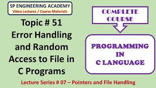 51 Error Handling and Random Access to File in C Program C Programming Language