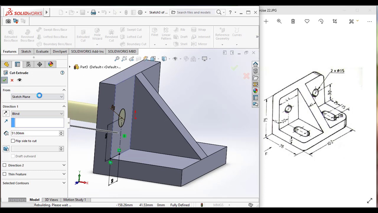 3d Bracket Model Solidworks Tutorial For Beginners Exercise 22 Youtube