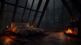 🌧️A Cozy Attic Bedroom w/ Crackling Fireplace - cold storm forest for rest and sleep | 24HRS Rain