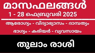 തുലാം രാശി ::  2025 ഫെബ്രുവരി മാസത്തിലെ സംപൂര്‍ണ്ണ മാസഫലങ്ങള്‍ .