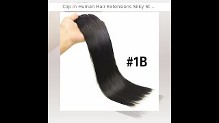 Clip in Human Hair Extensions Silky Straight Double Weft Thick 12-26inches Hair