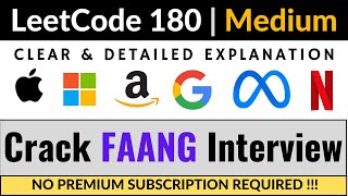 Leetcode 180 - Consecutive Numbers - Python Solution | FAANG Interviews